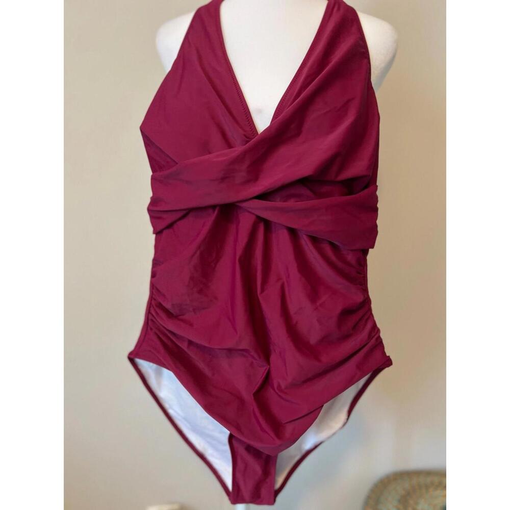 Plus Size Burgundy One-Piece Swimsuit XXL